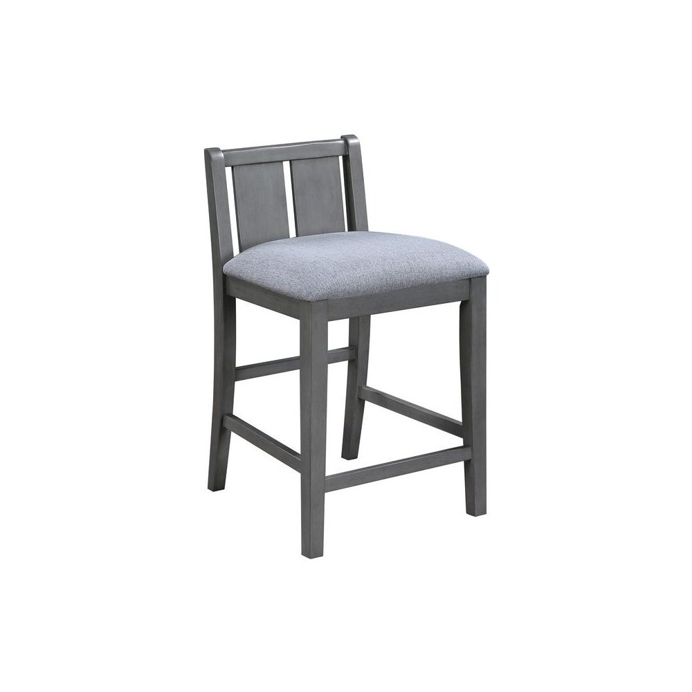 3-Piece Gray Finish Small Space Counter Height Dining Table with Shelves. Picture 8