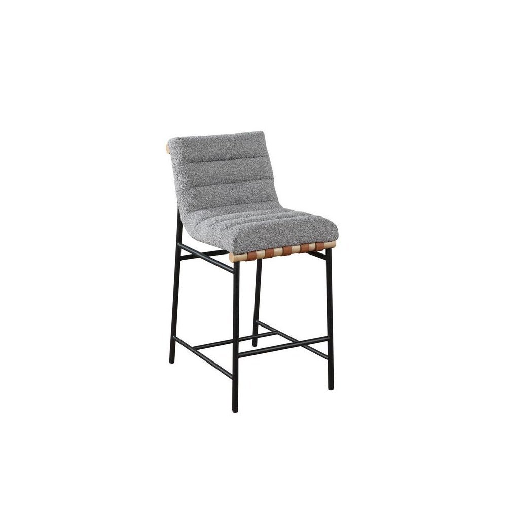Counter Height Chair, Gray Boucle, Cognac PU. Picture 3