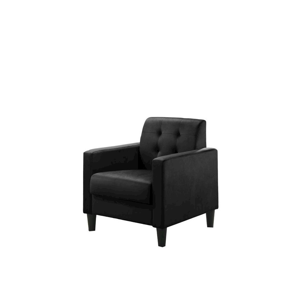Accent Armchair, Black Velvet, Tufted Back. Picture 1