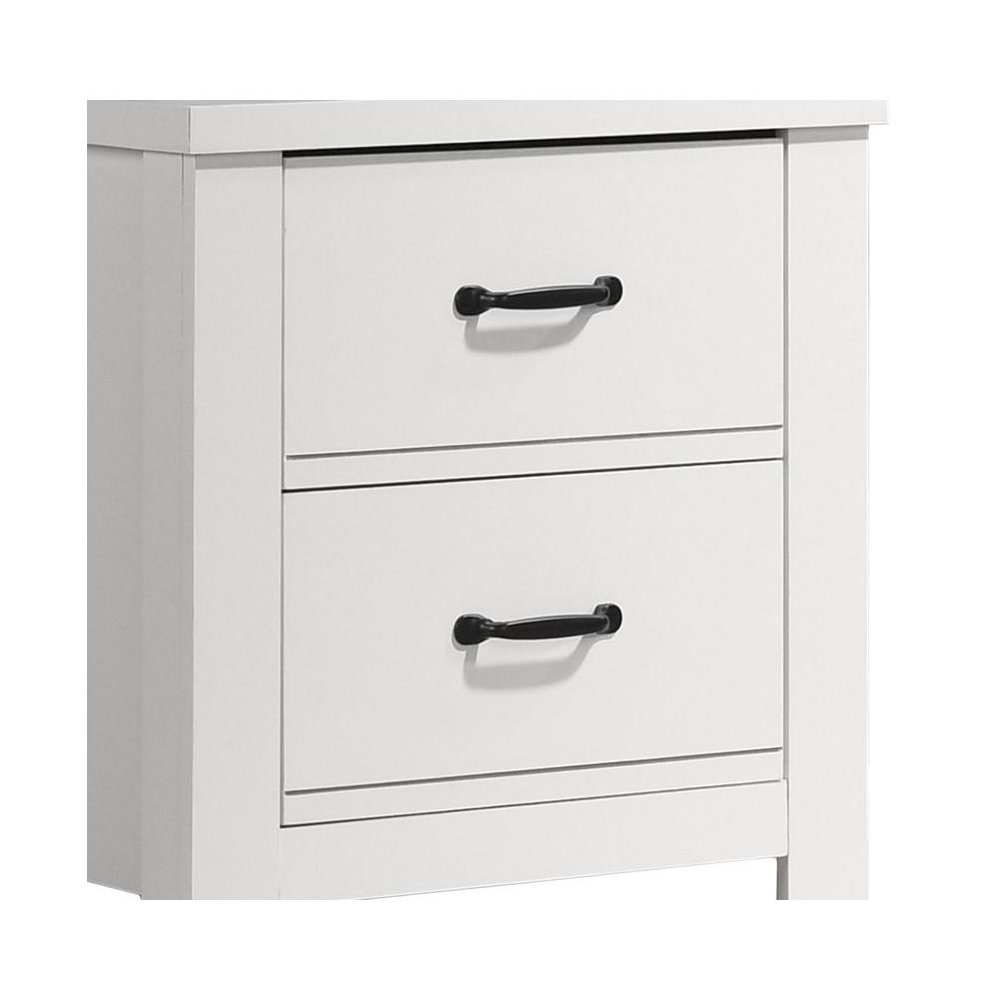Cassini White 2-Drawer Nightstand Bedside Table. Picture 2