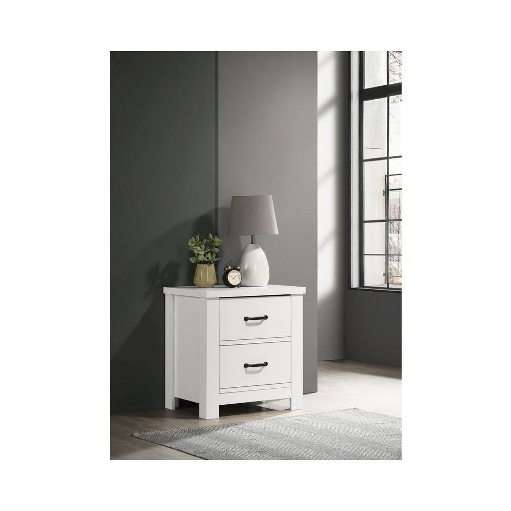 Cassini White 2-Drawer Nightstand Bedside Table. Picture 4