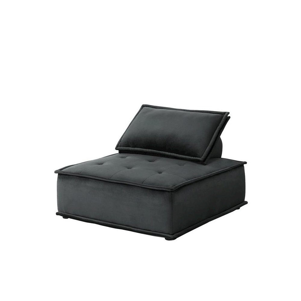 Anna Black Velvet Armless Lounge Chair. Picture 1