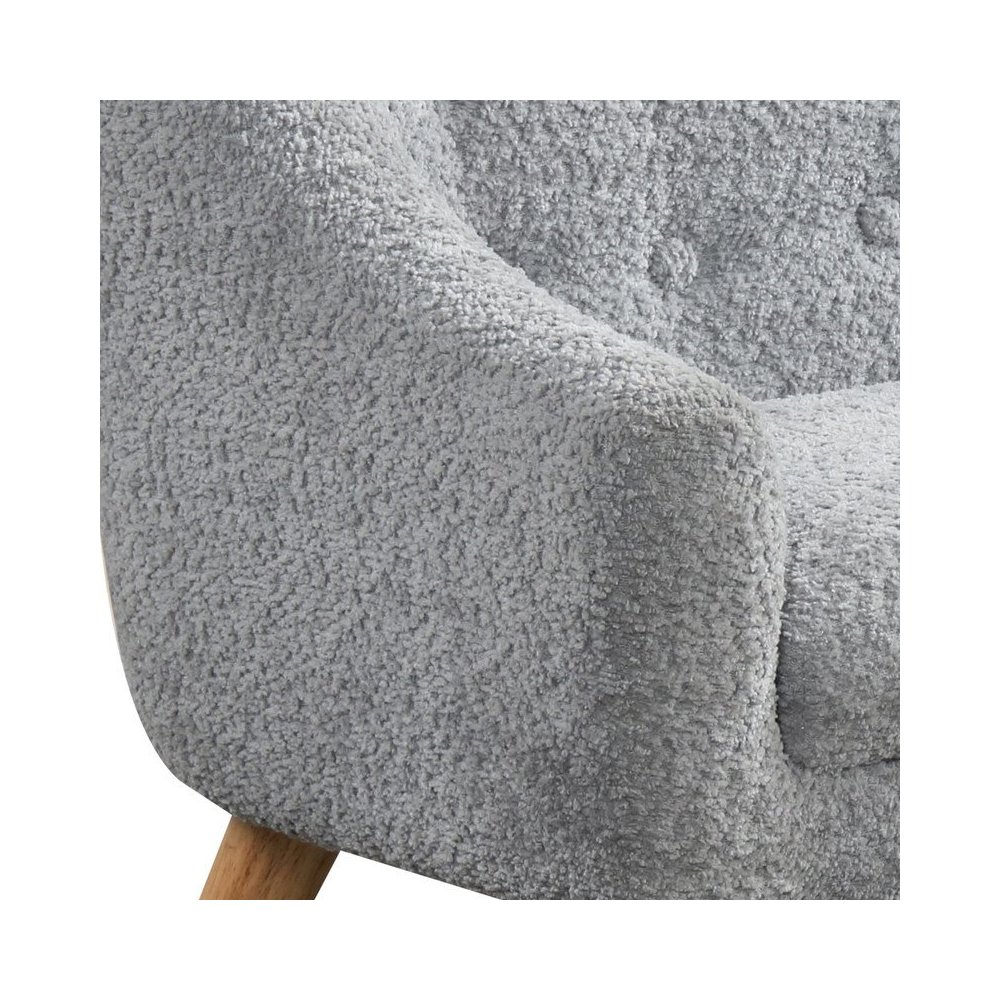 Amelia 28"W Gray Chenille Kids Sofa with Tufted Back and Wooden Legs. Picture 2