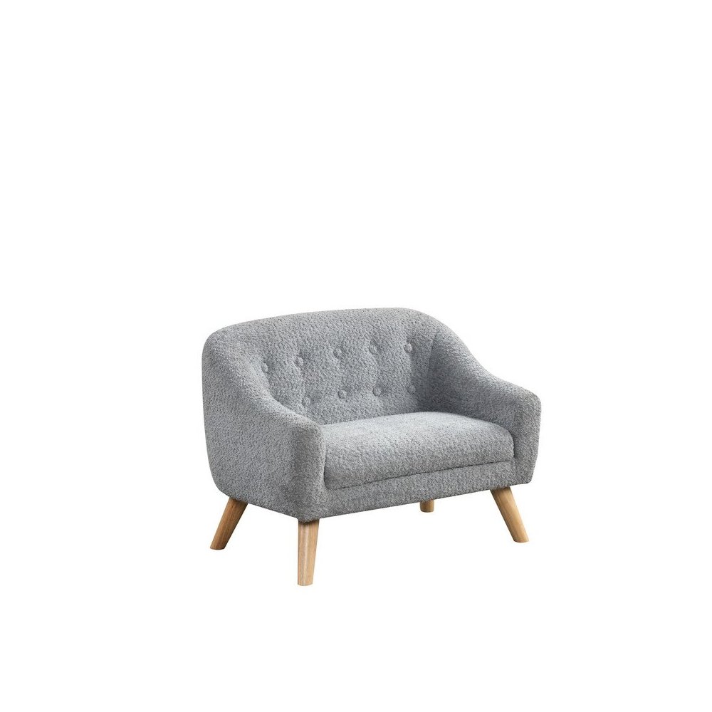 Amelia 28"W Gray Chenille Kids Sofa with Tufted Back and Wooden Legs. Picture 1