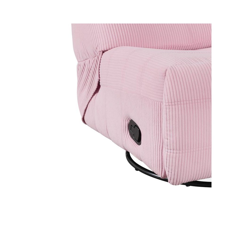Georgena Pink Corduroy Swivel Glider Recliner. Picture 5