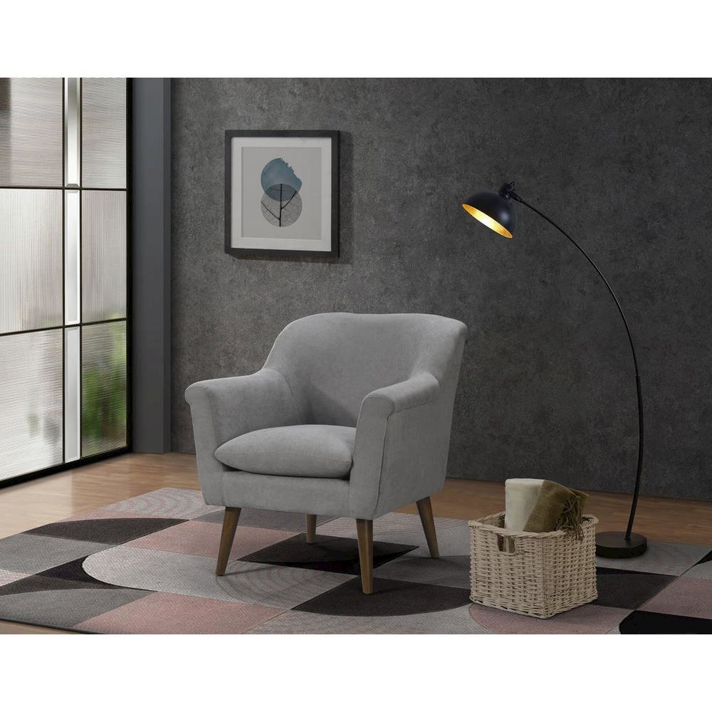 Shelby Steel Gray Woven Fabric Armchair. Picture 4
