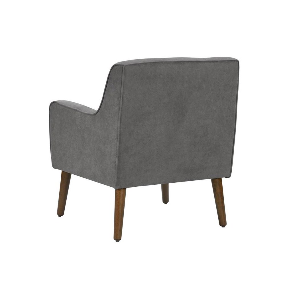 Ryder Mid Century Modern Gray Woven Fabric Tufted Armchair. Picture 3