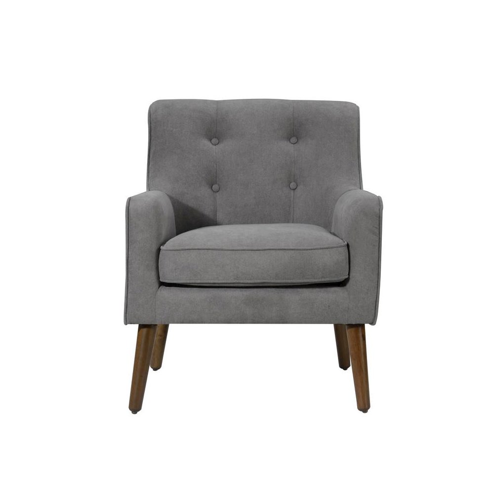 Ryder Mid Century Modern Gray Woven Fabric Tufted Armchair. Picture 2