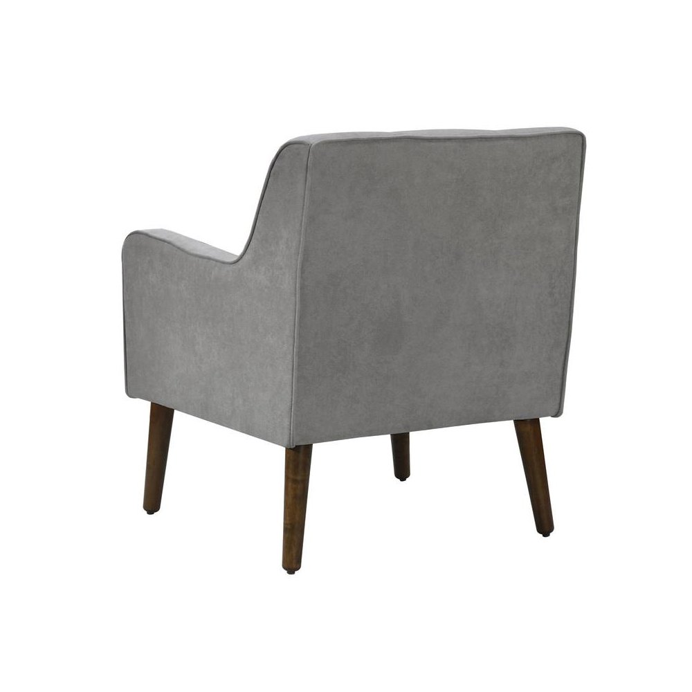 Ryder Mid Century Modern Steel Gray Woven Fabric Tufted Armchair. Picture 3