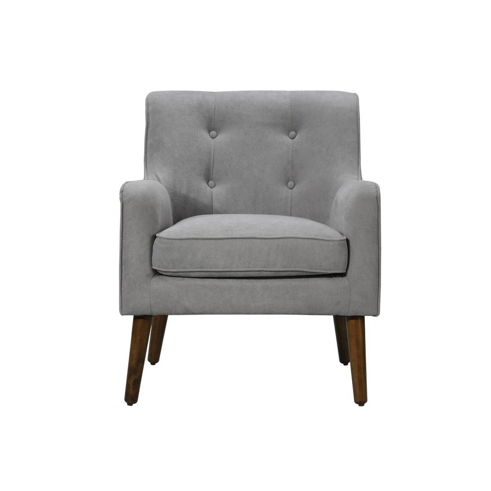 Ryder Mid Century Modern Steel Gray Woven Fabric Tufted Armchair. Picture 2