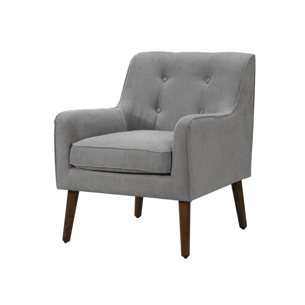 Ryder Mid Century Modern Steel Gray Woven Fabric Tufted Armchair. Picture 1