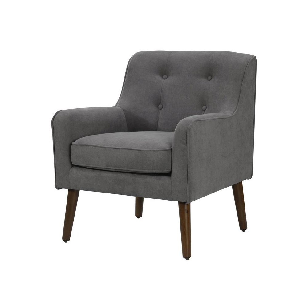 Ryder Mid Century Modern Gray Woven Fabric Tufted Armchair. Picture 1