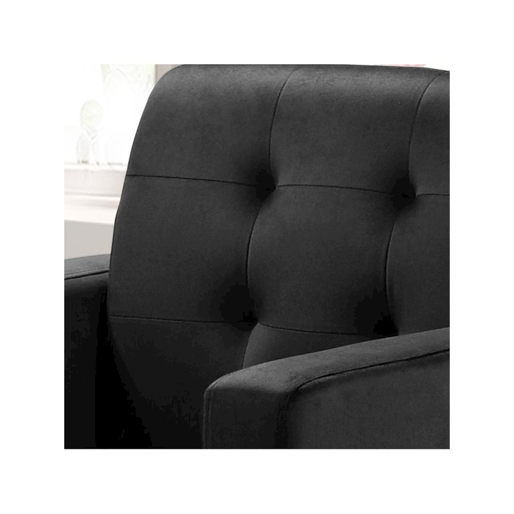 Hale Black Velvet Accent Armchair with Tufting. Picture 2