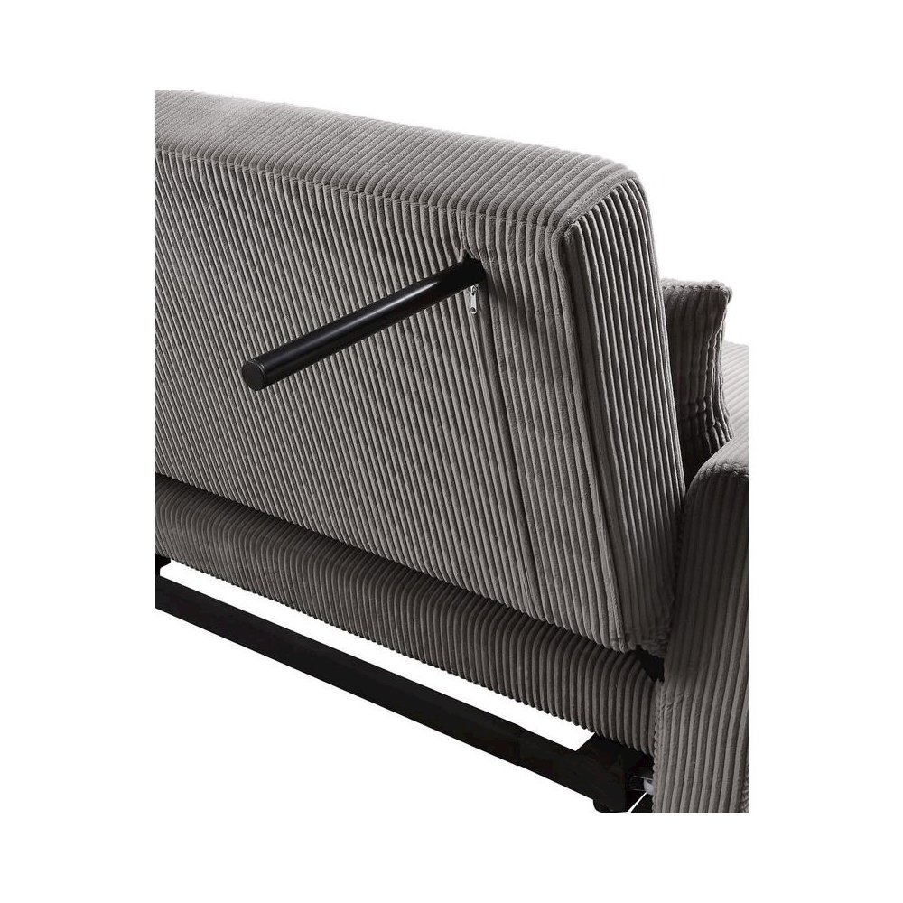 Justine 54"W Brown Corduroy Convertible Sleeper Loveseat. Picture 6