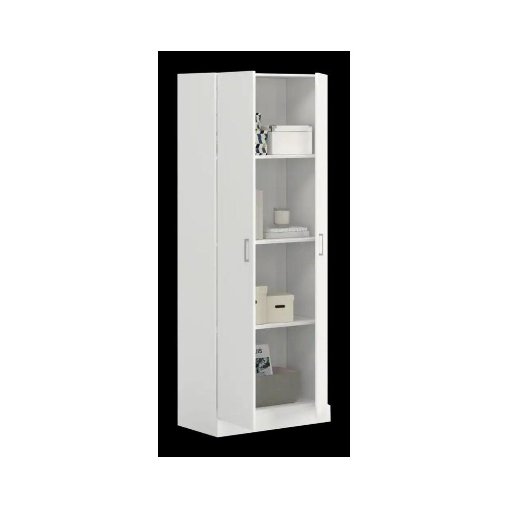 Alara White 60" Height Simplistic Modern Double Door Storage Cabinet. Picture 3