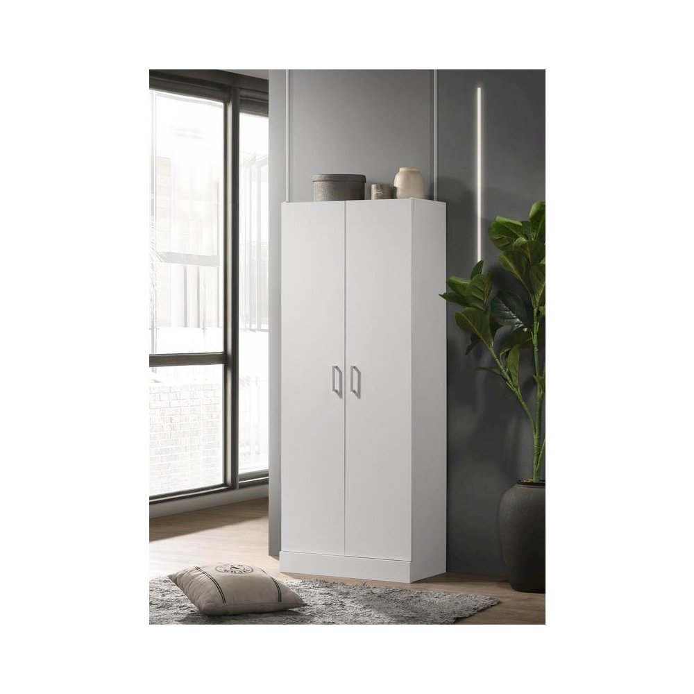 Alara White 60" Height Simplistic Modern Double Door Storage Cabinet. Picture 4