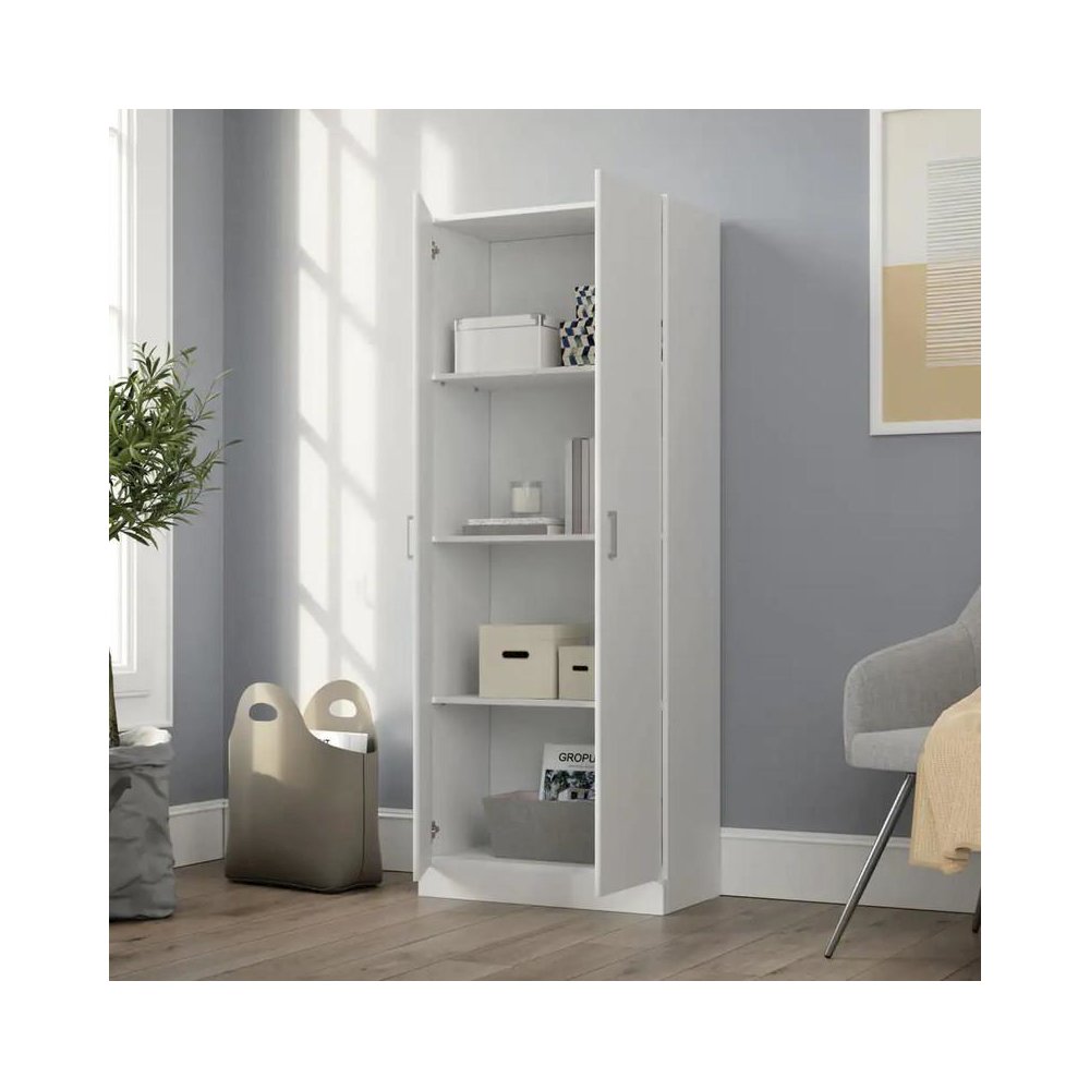 Alara White 60" Height Simplistic Modern Double Door Storage Cabinet. Picture 2