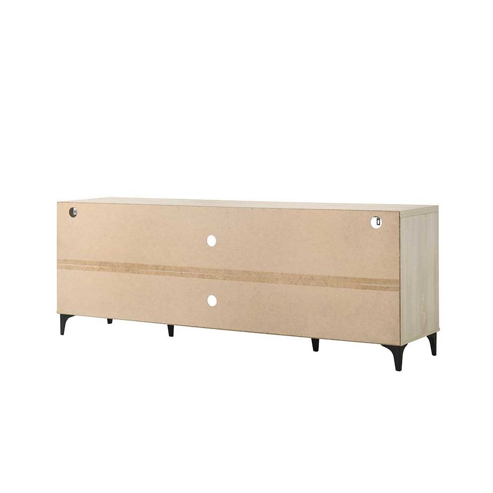 Evander 70"W Oak Finish 4-Door TV Stand. Picture 3