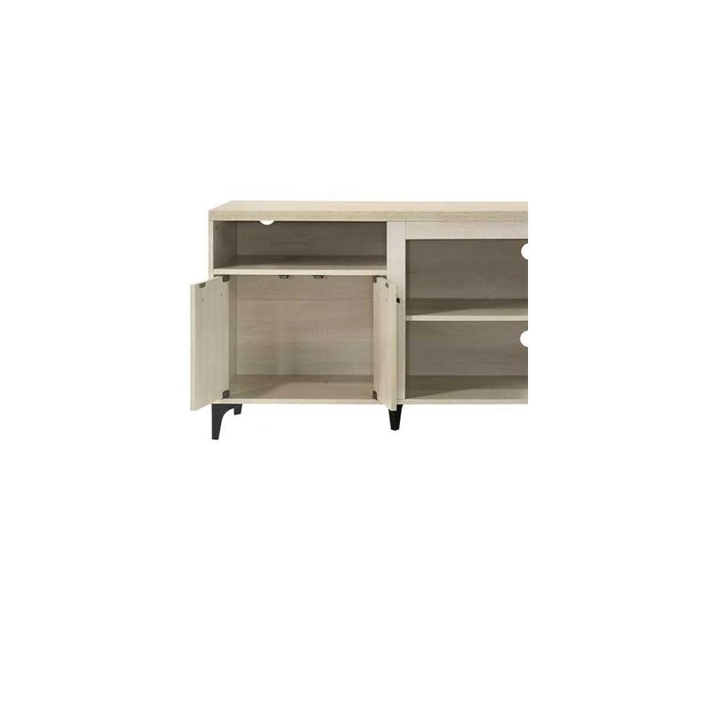 Evander 70"W Oak Finish 4-Door TV Stand. Picture 5