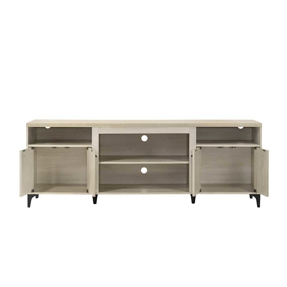 Evander 70"W Oak Finish 4-Door TV Stand. Picture 2