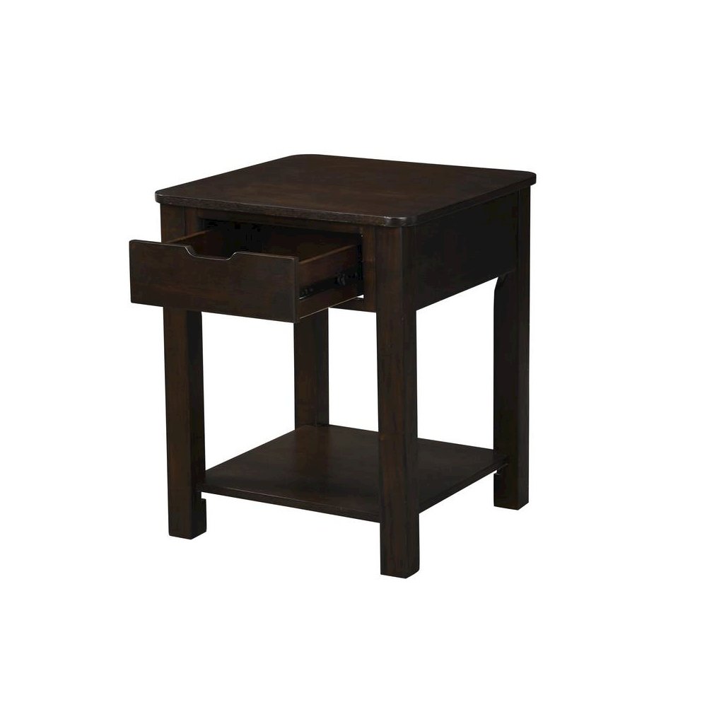 Flora Dark Brown MDF End Table with Drawer. Picture 3