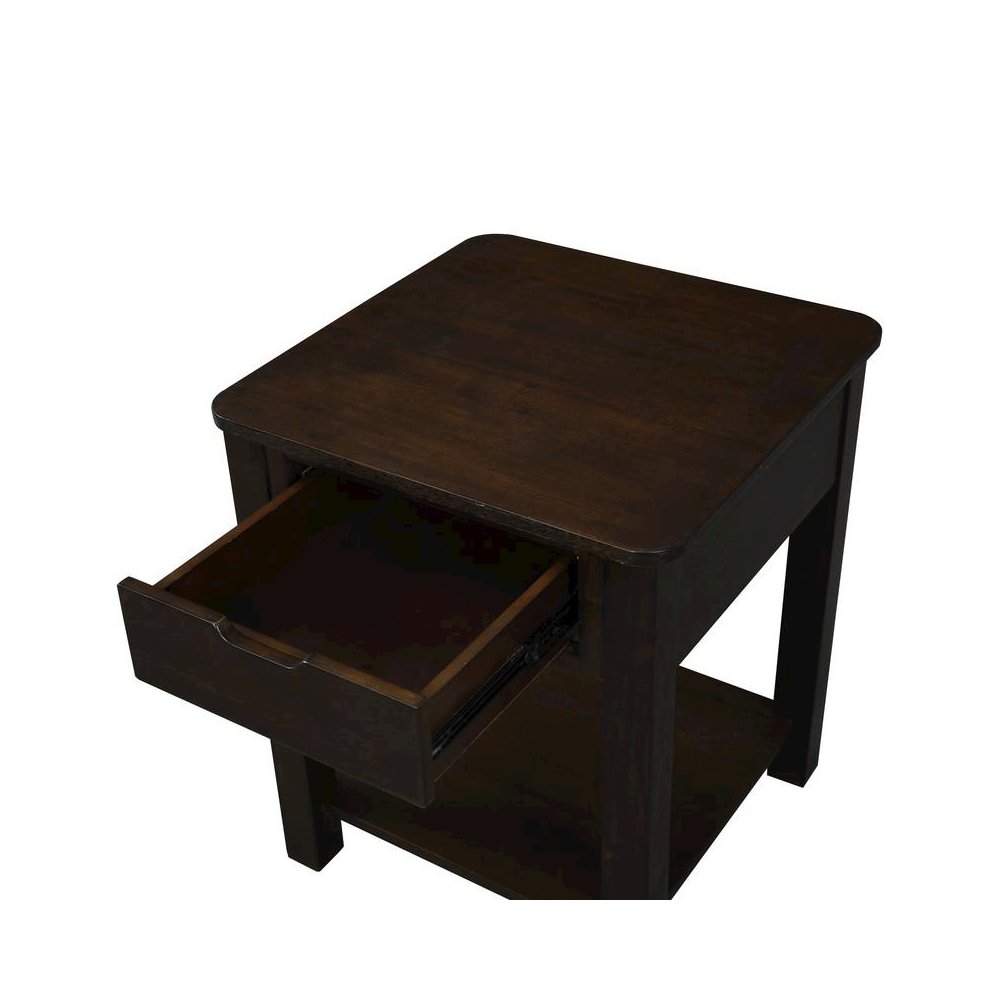 Flora Dark Brown MDF End Table with Drawer. Picture 6