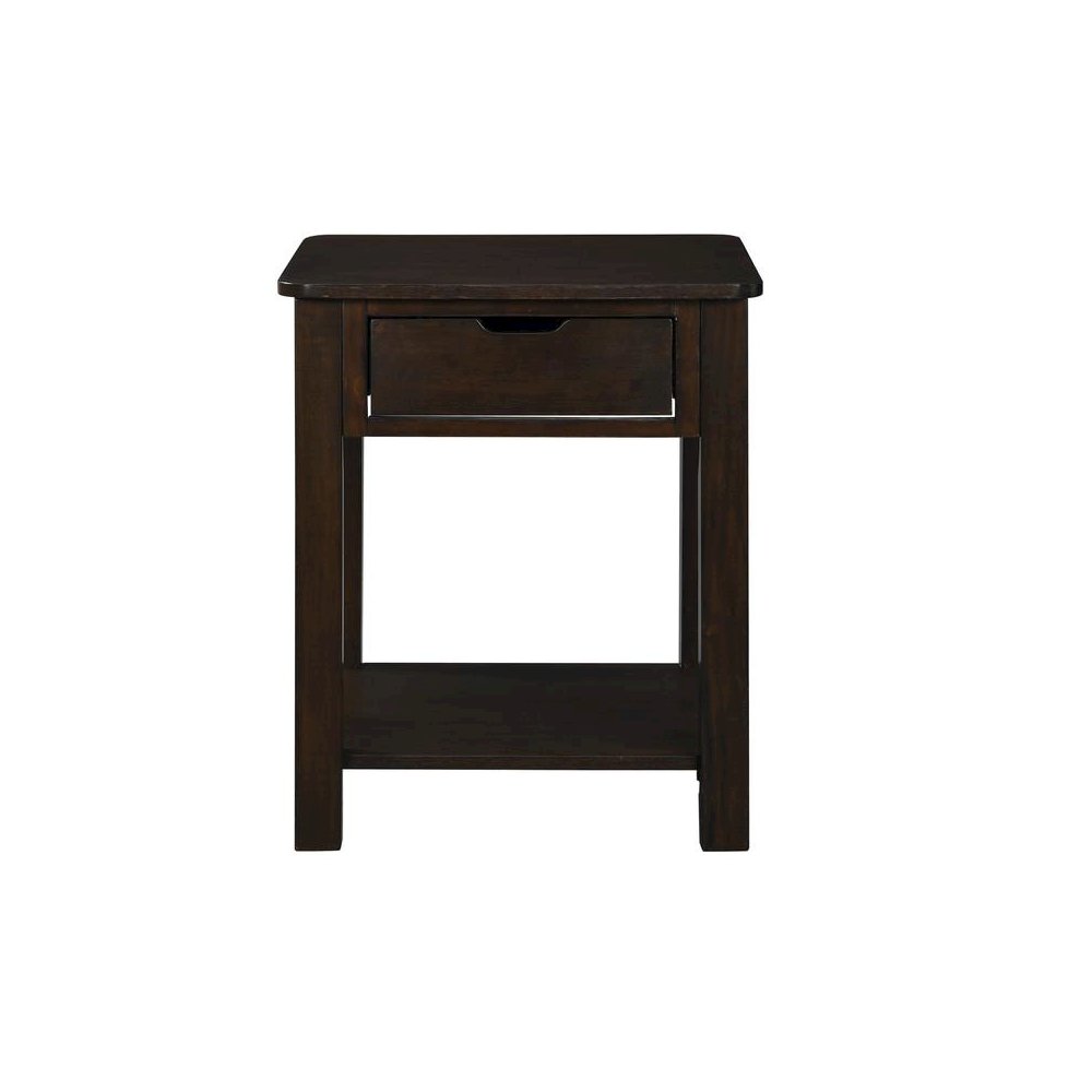 Flora Dark Brown MDF End Table with Drawer. Picture 2