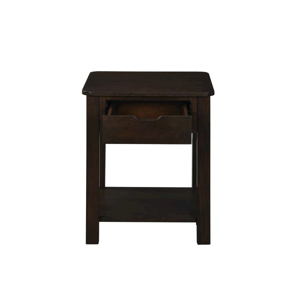 Flora Dark Brown MDF End Table with Drawer. Picture 5