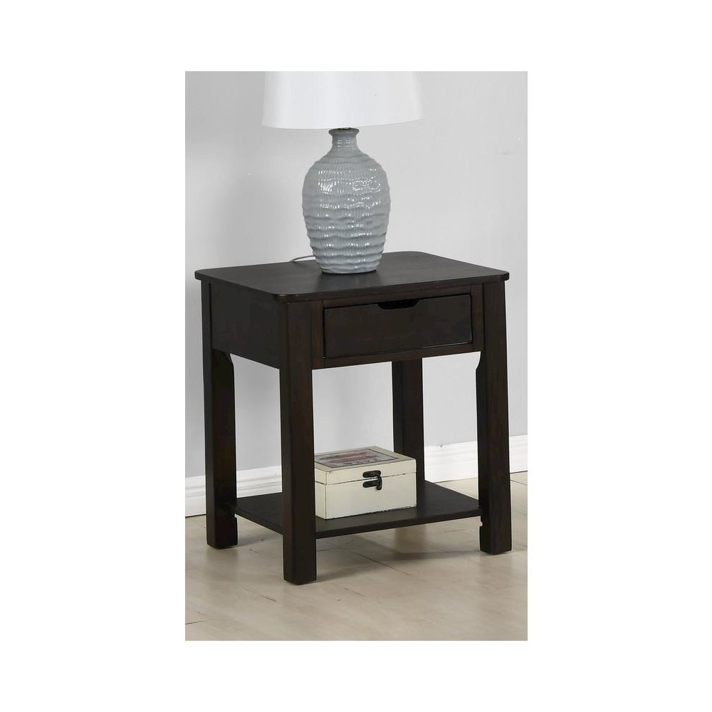 Flora Dark Brown MDF End Table with Drawer. Picture 4