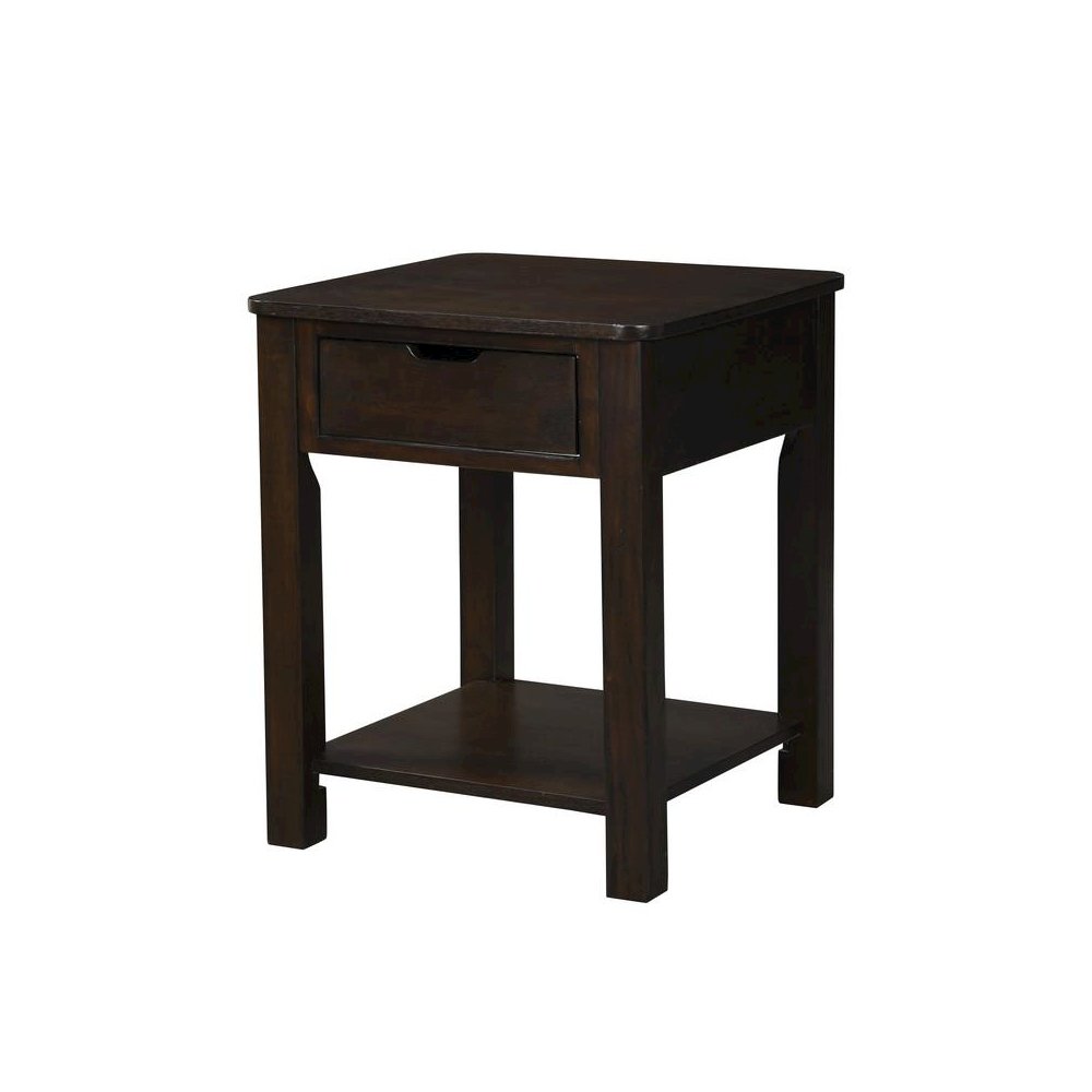 Flora Dark Brown MDF End Table with Drawer. Picture 1