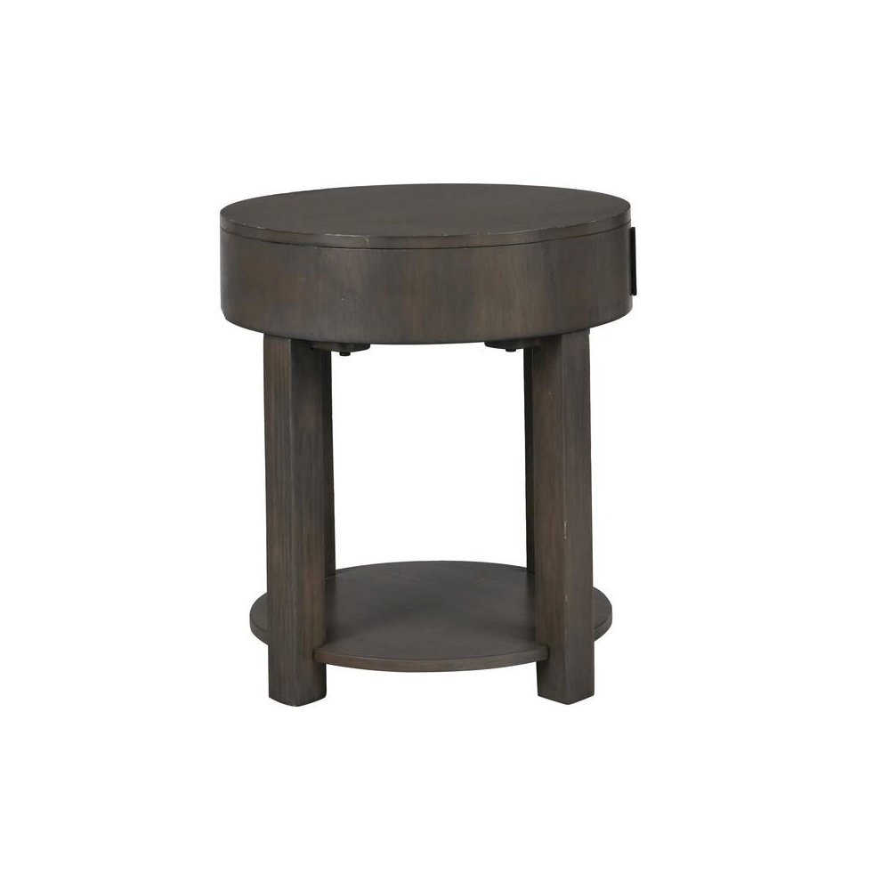 Jonah Light Brown MDF End Table with USB Ports. Picture 2