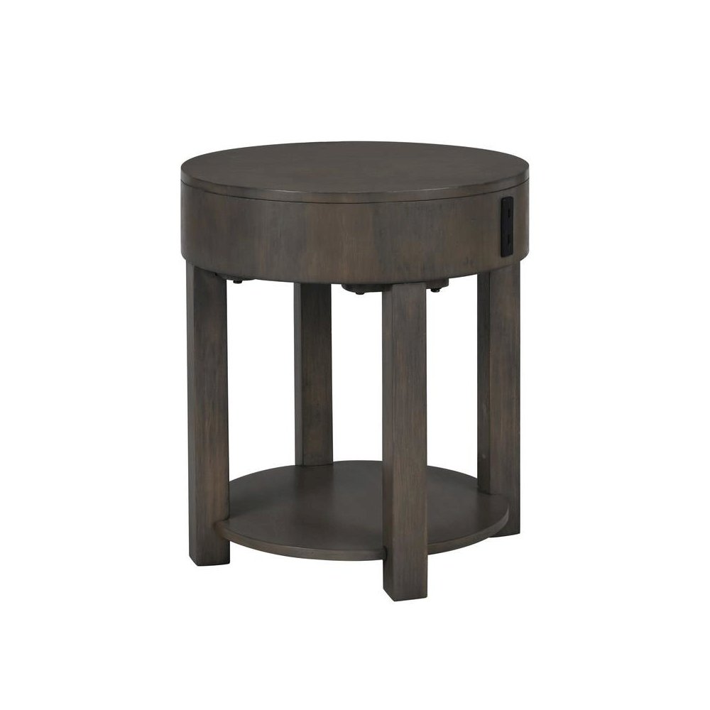 Jonah Light Brown MDF End Table with USB Ports. Picture 1