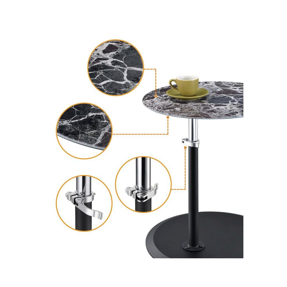 Orbit End Table with Height Adjustable Black Marble Textured Top. Picture 5