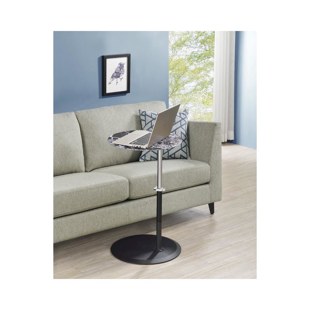 Orbit End Table with Height Adjustable Black Marble Textured Top. Picture 4
