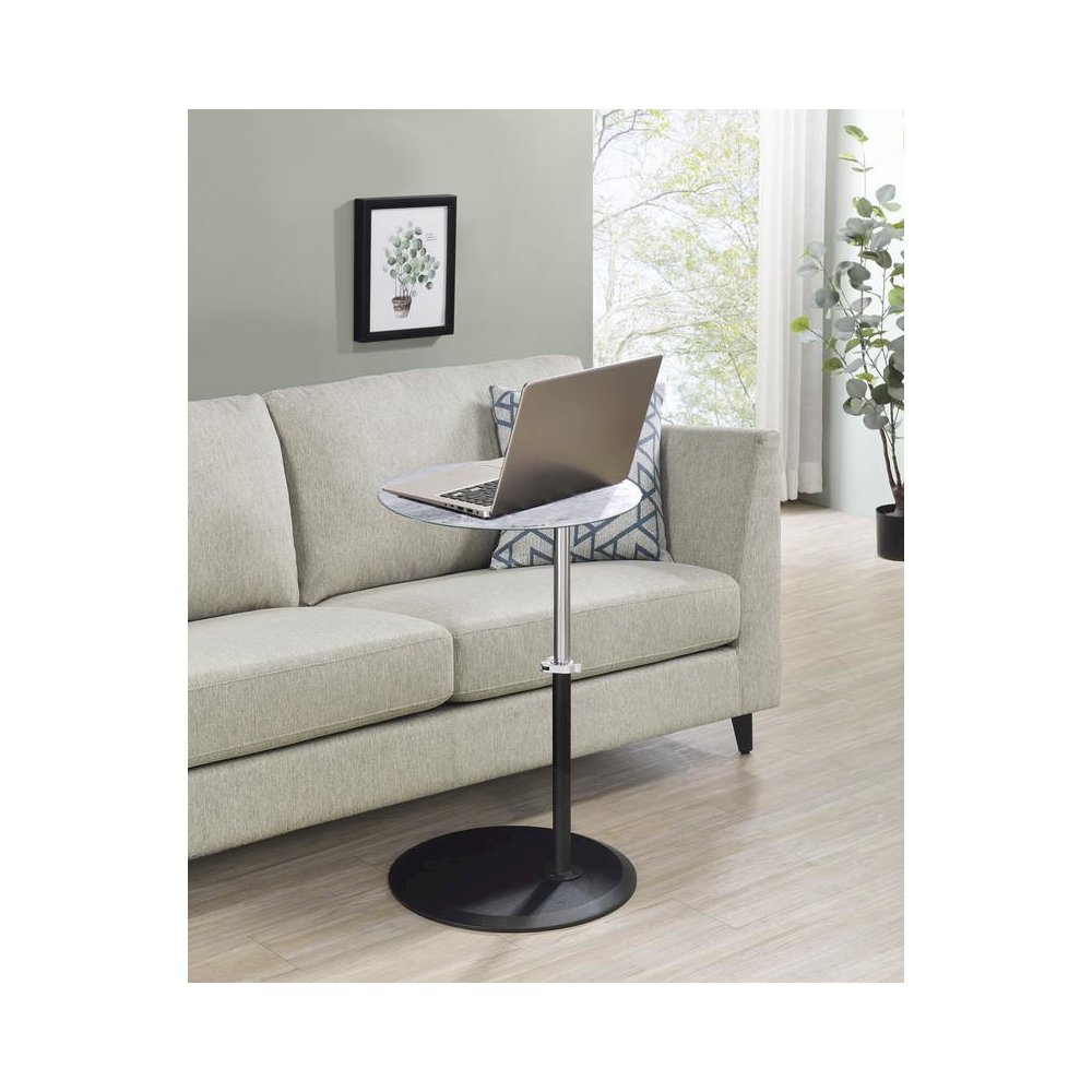Orbit End Table with Height Adjustable Gray Marble Textured Top. Picture 4