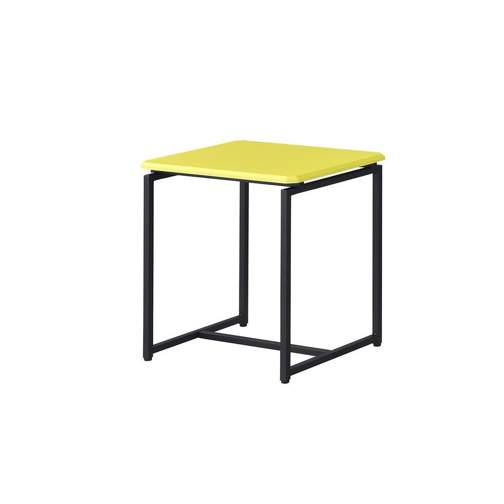 3 Piece Table Set, Carbon Fiber Wrap, Yellow, Metal Frame. Picture 6