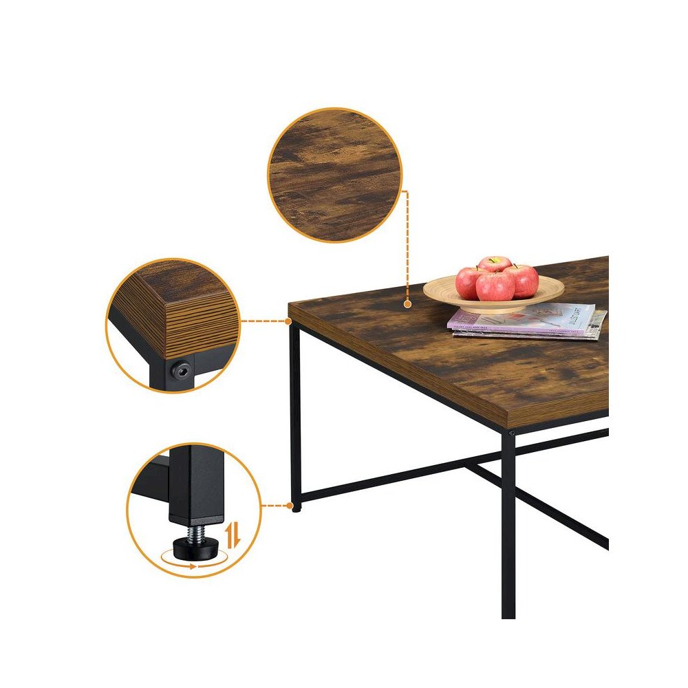 Caitlin Weathered Oak Wood Grain 5 Piece Coffee Table Set. Picture 3