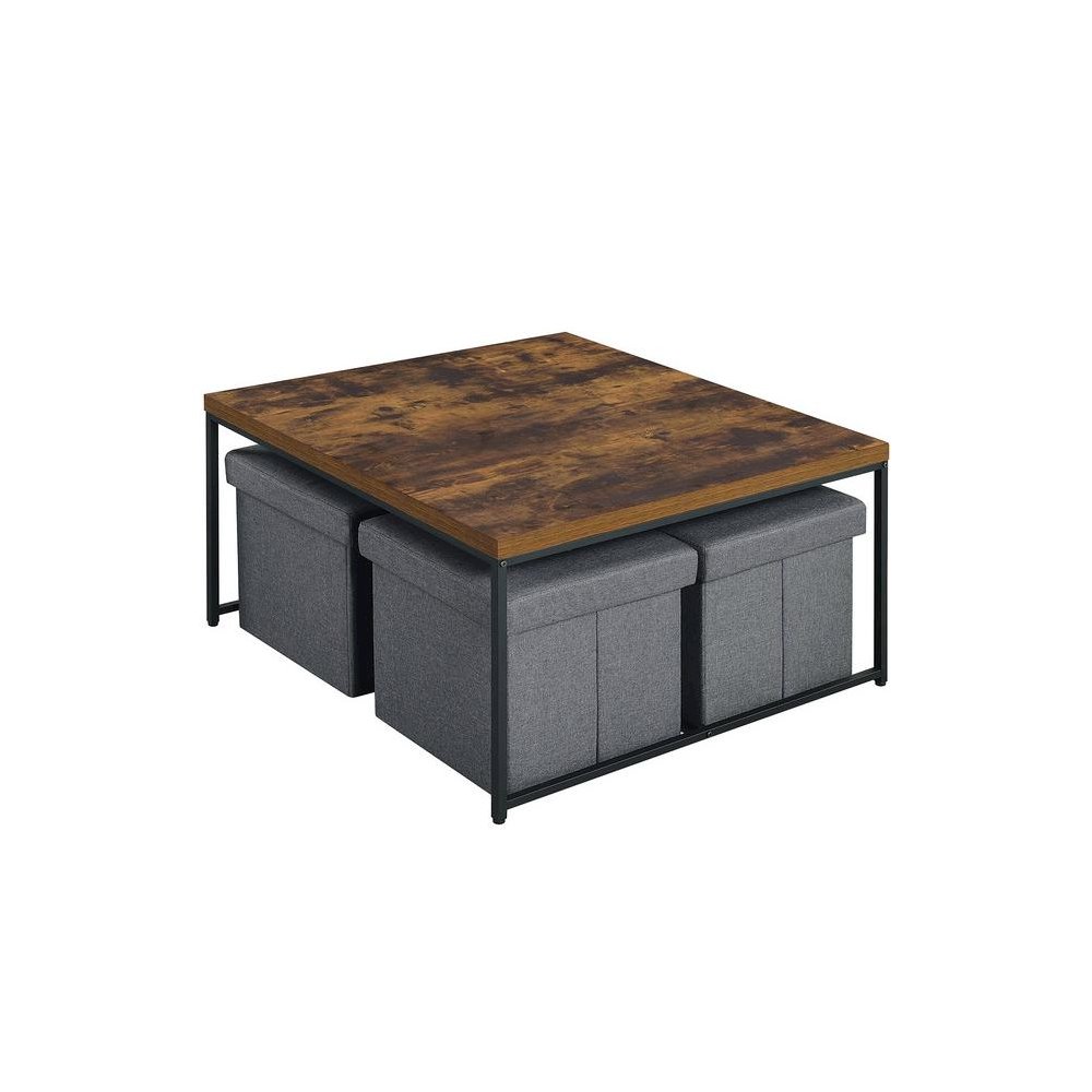 Caitlin Weathered Oak Wood Grain 5 Piece Coffee Table Set. Picture 1