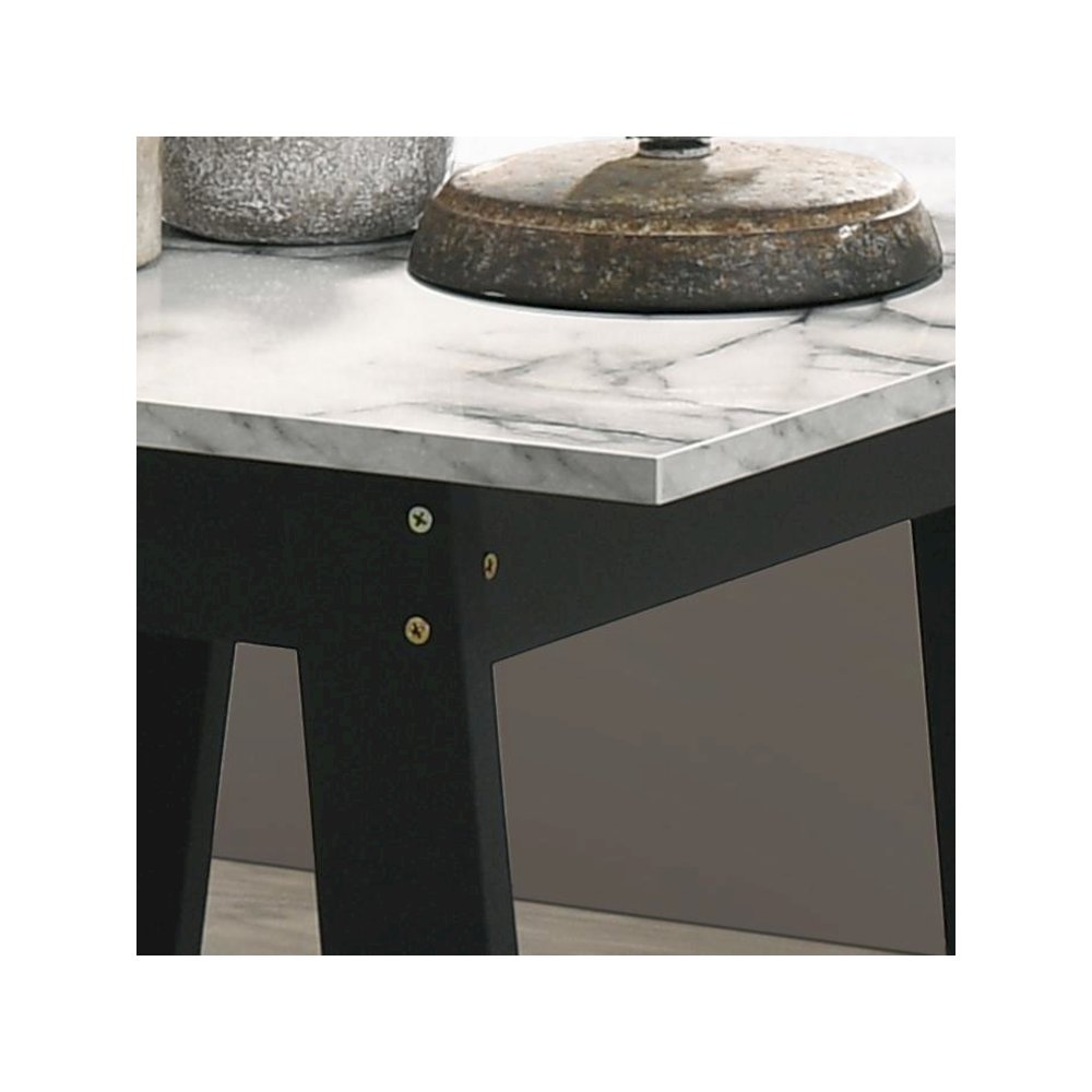 Kenzo Black End Table with Marble Top Finish. Picture 2