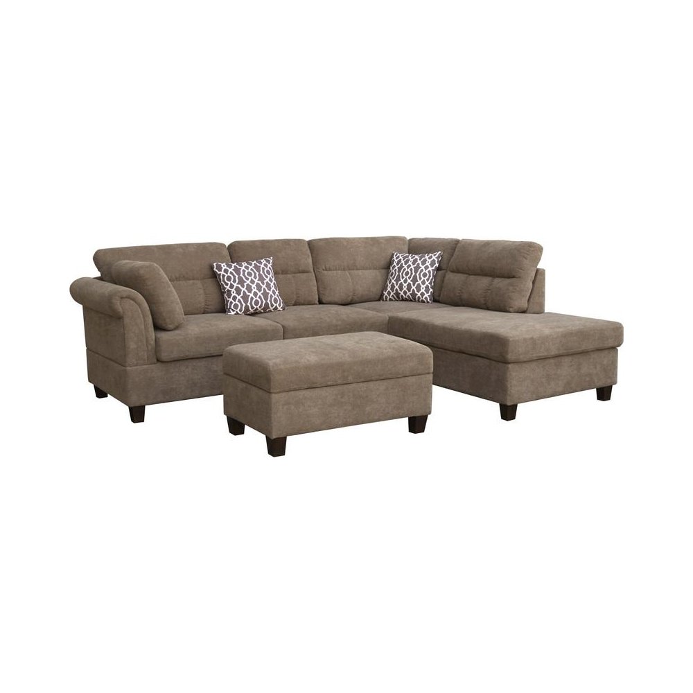 Fabric Sectional Sofa with Right Facing Chaise, Storage Ottoman. Picture 1
