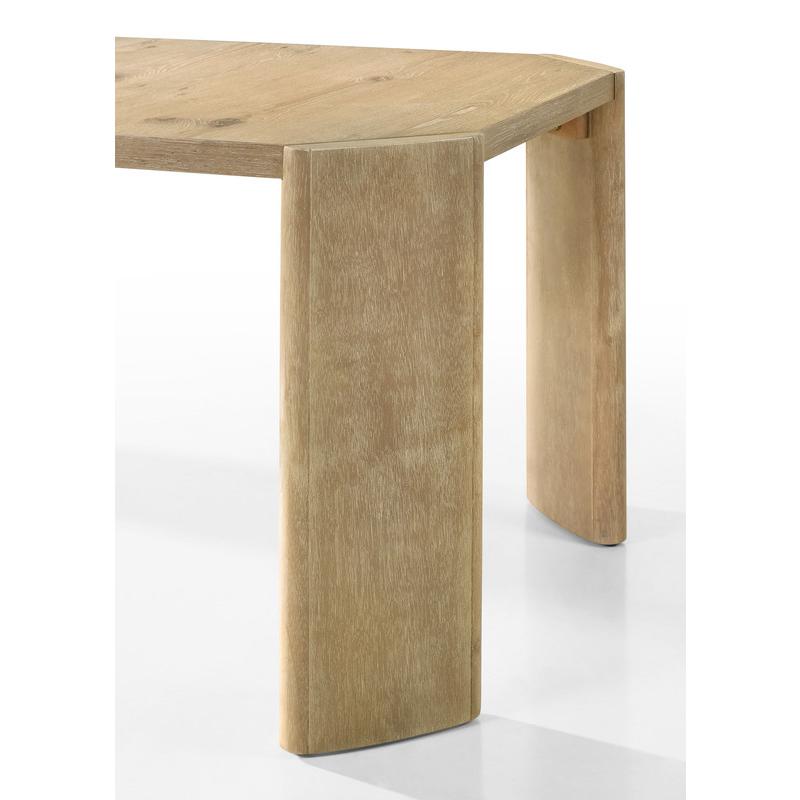 Oak Finish Extendable Rectangular Dining Table Set with Cream Color. Picture 9
