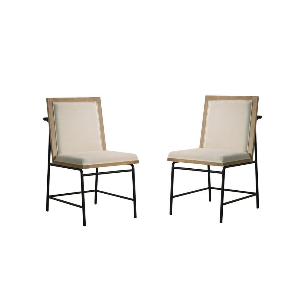 Bowen Oak Finish 47" Round Dining Table Set with Cream Color Upholstered Chairs. Picture 7