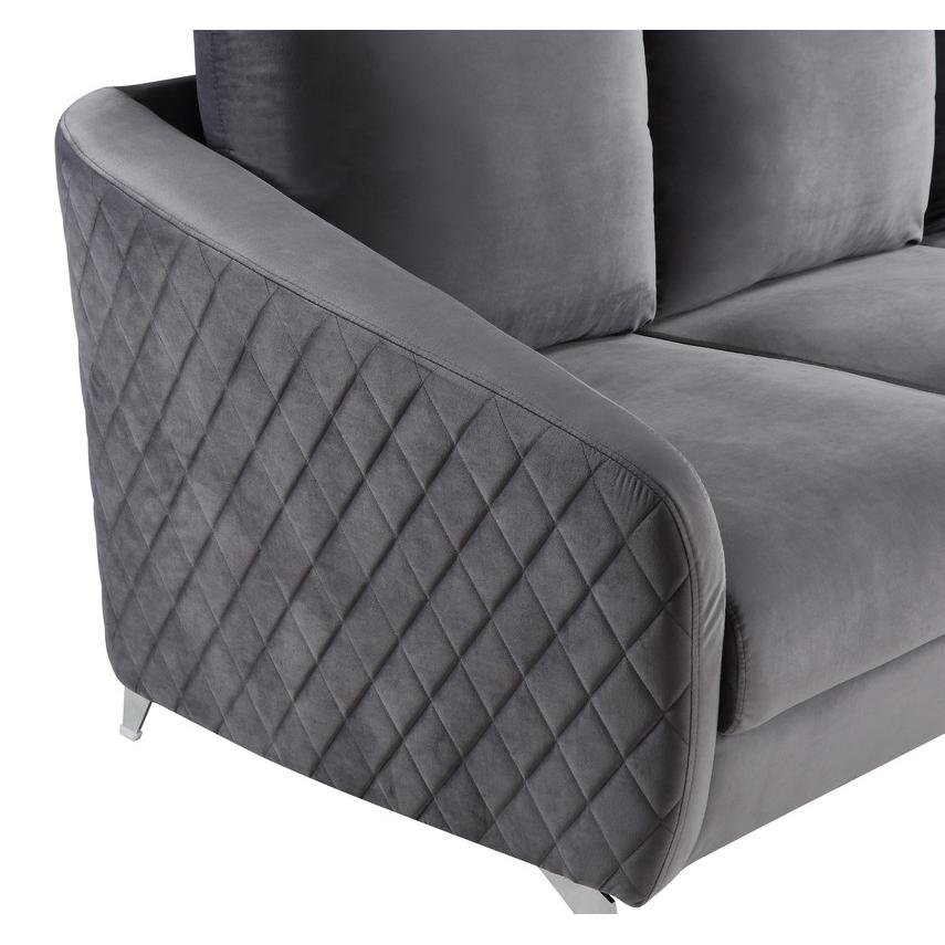 Sofia Gray Velvet Modern Chic Loveseat Couch. Picture 3