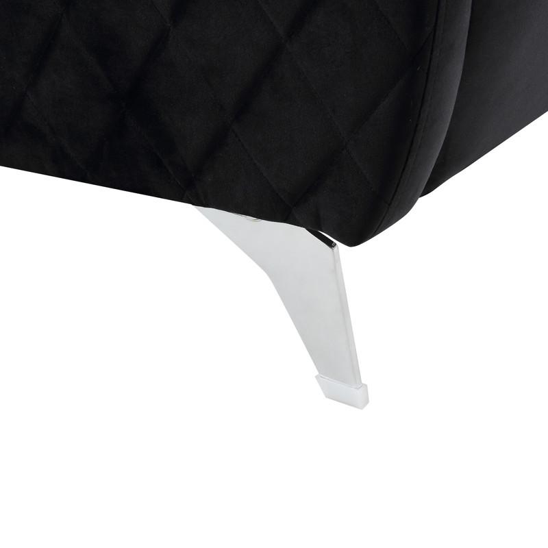 Sofia Black Velvet Modern Chic Loveseat Couch. Picture 5