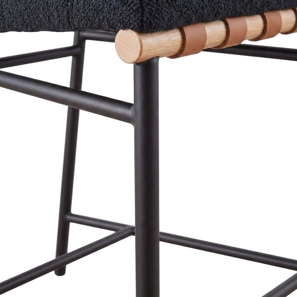 Black Boucle Fabric Counter Height Stool with Steel and Wood Frame. Picture 4