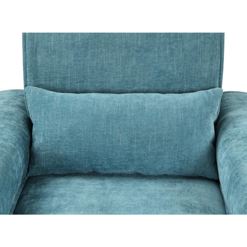 Valentina Blue Chenille Chair with Metal Legs and Throw Pillow. Picture 2