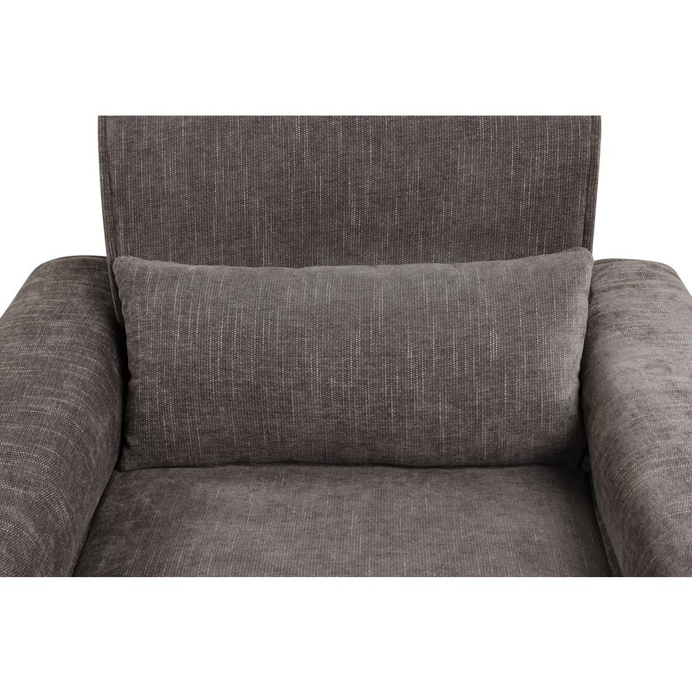 Valentina Gray Chenille Chair with Metal Legs and Throw Pillow. Picture 2