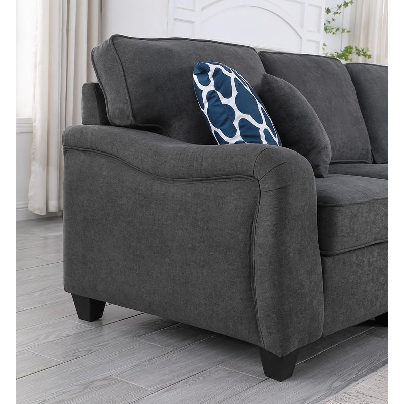 Leo Dark Gray Woven 5 Seater Sofa & Ottoman. Picture 11