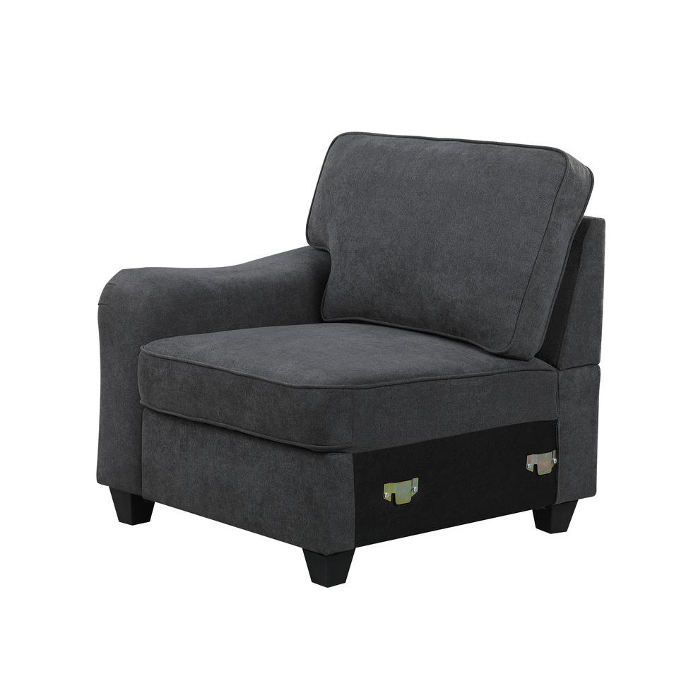 Leo Dark Gray Woven 5 Seater Sofa & Ottoman. Picture 6