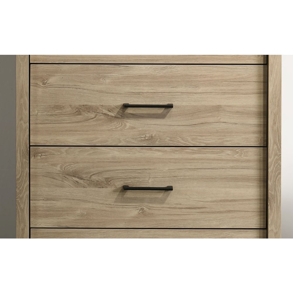 Celeste 32"W Light Oak Finish 4-Drawer Chest with Black Handles. Picture 4